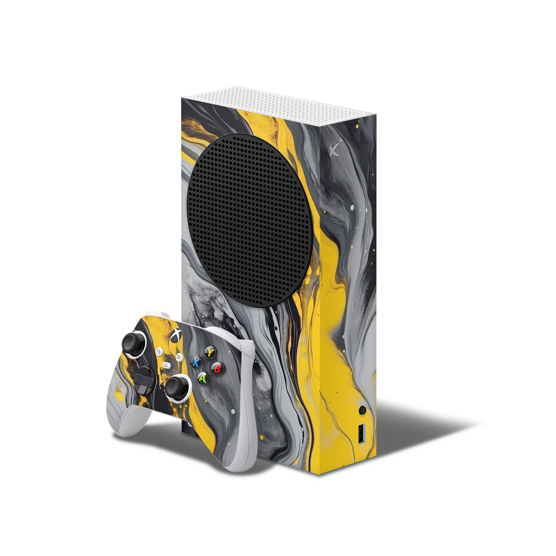 Golden Marvel Xbox Series S Skin with 2 Controller Skins